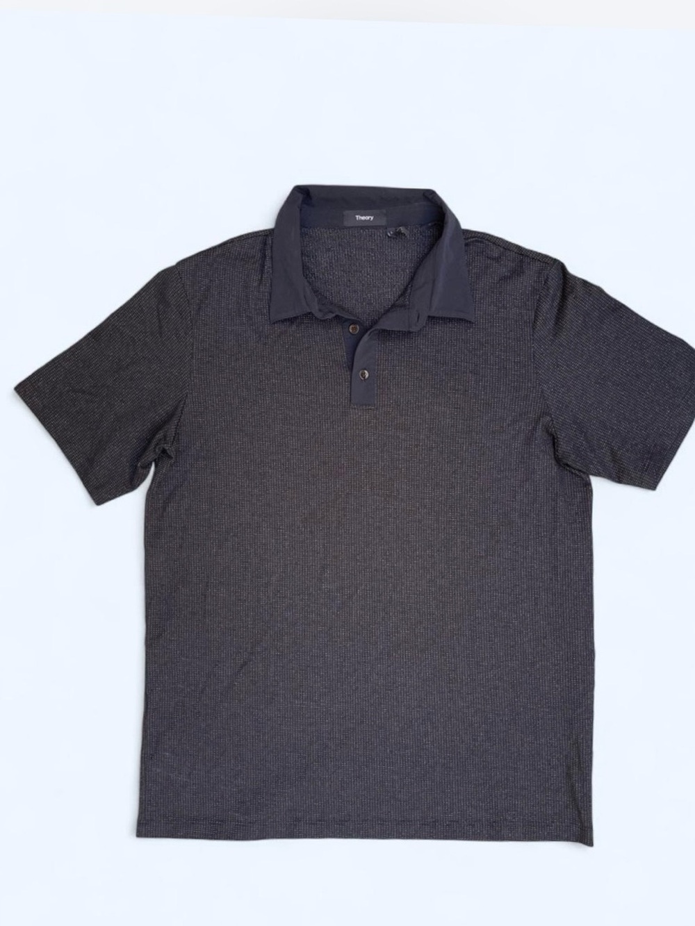 Theory Men's Charcoal Short-Sleeve Polo Shirt preppy Classic minimalist office L